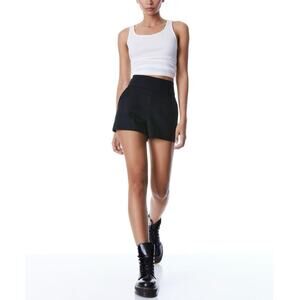 New ALICE + OLIVIA DONALD Vintage-inspired Black High Waisted Shorts Women's 14